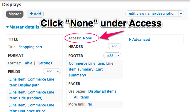 Click
None under Access