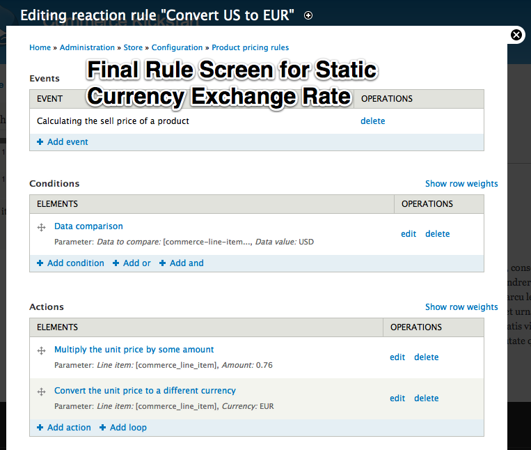 Final rule
screen for Static Currency Exchange Rate.
