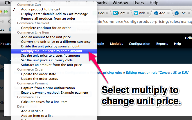Select multiply
to change the unit price.