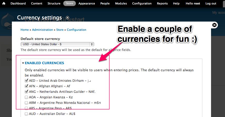 Enable a couple of currencies for fun