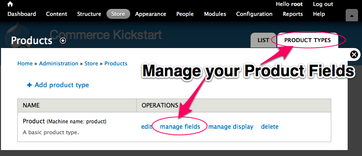 Manage your Product
Fields