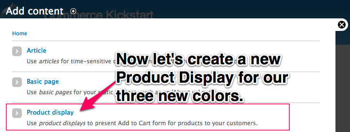 Now lets create a new
Product Display for our three new colors.
