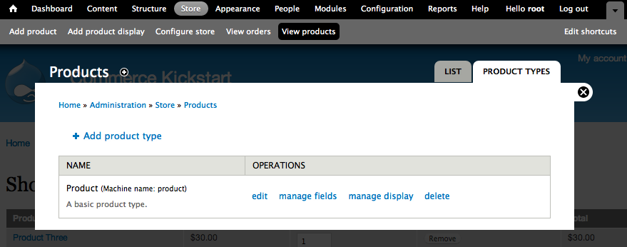 Product
Type Listing Screen